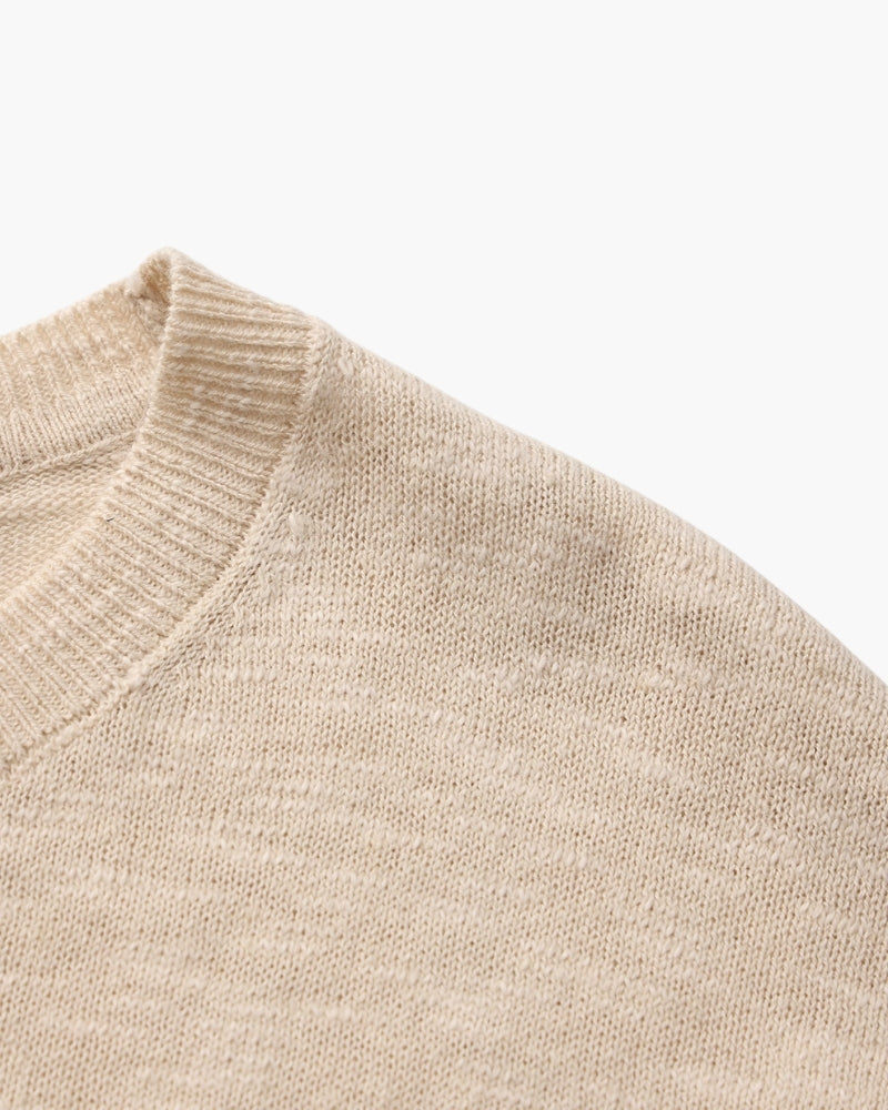 Men's Linen-Cotton Crew Neck Sweater with Lightweight Knit