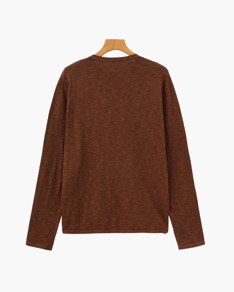 Men's Linen-Cotton Crew Neck Sweater with Lightweight Knit