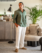Men's Linen Long Sleeve Shirt and Trousers Combo