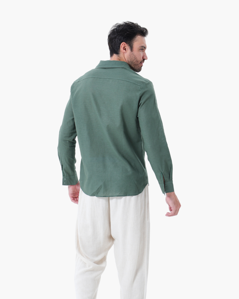 Men's Linen Long Sleeve Shirt and Trousers Combo