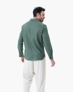 Men's Linen Long Sleeve Shirt and Trousers Combo