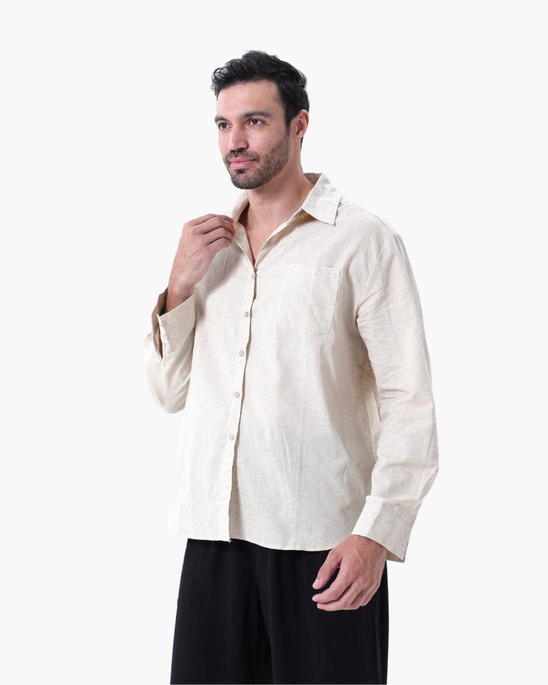 Men's Linen Long Sleeve Shirt and Trousers Combo