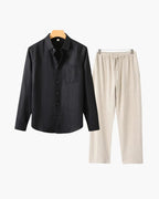 Men's Linen Long Sleeve Shirt and Trousers Combo