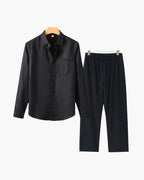 Men's Linen Long Sleeve Shirt and Trousers Combo