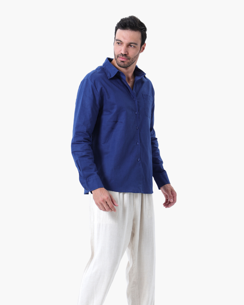 Men's Linen Shirt and Slim Trousers Matching Set