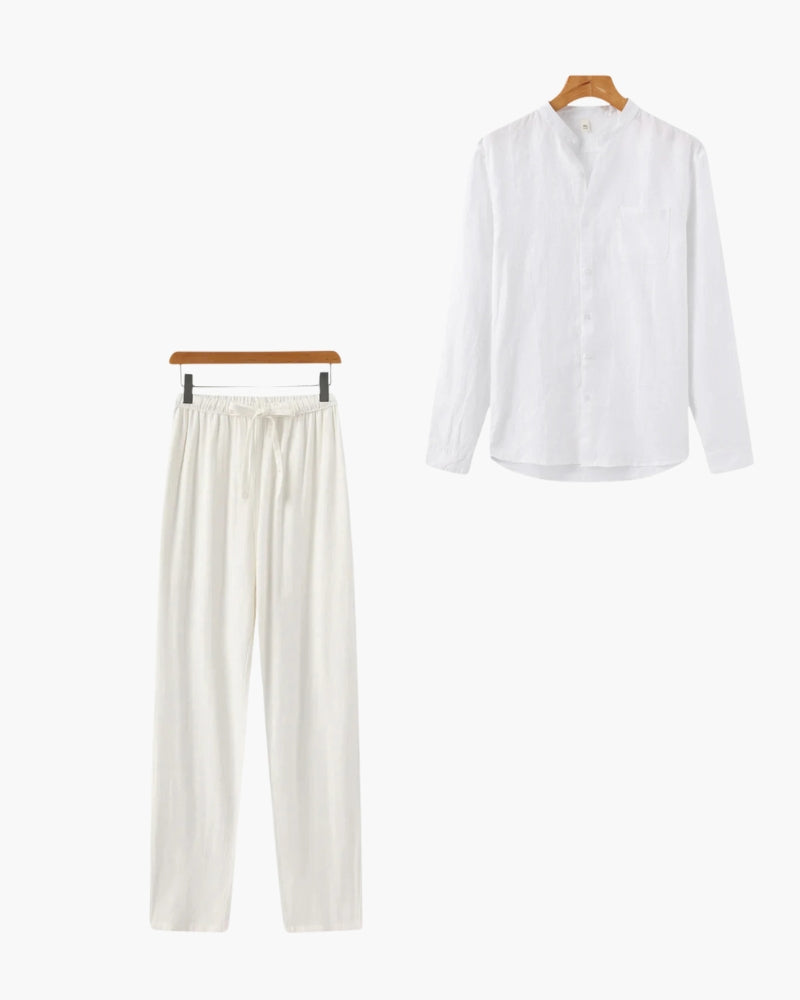 Men's Linen Shirt and Slim Trousers Matching Set