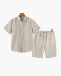 Men's Linen Short Sleeve Shirt and Shorts Combo
