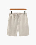 Men's Linen Shorts with Elasticated Drawstring Waist - Beige