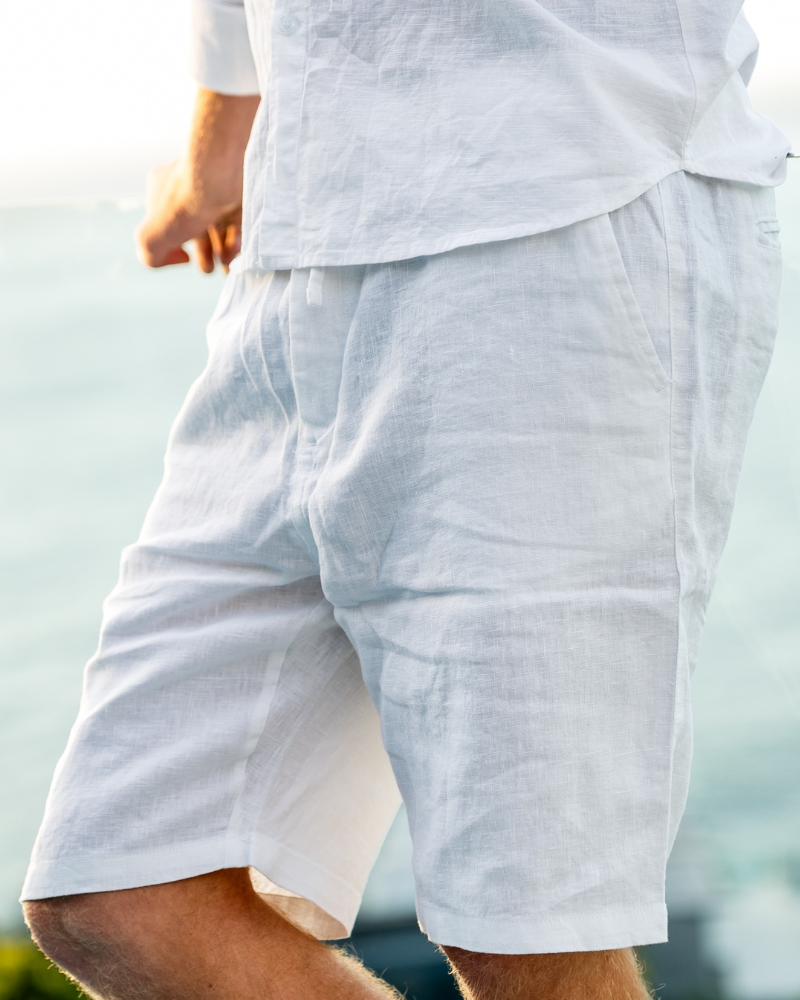 Men's Linen Shorts with Elasticated Drawstring Waist