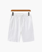 Men's Linen Shorts with Elasticated Drawstring Waist - White