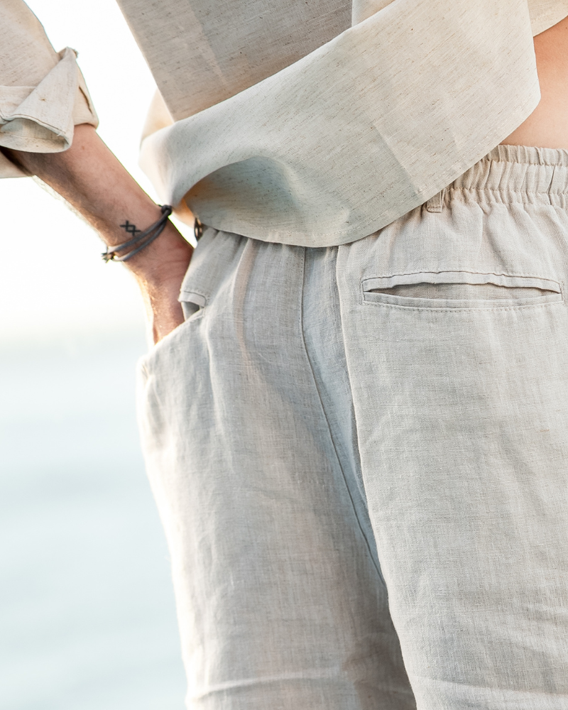 Men's Linen Shorts with Elasticated Drawstring Waist