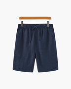 Men's Linen Shorts with Elasticated Drawstring Waist - Blue