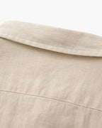 Men's Long Sleeve Linen Shirt with Relaxed Fit and Camp Collar