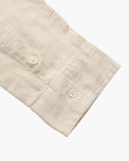 Men's Long Sleeve Linen Shirt with Relaxed Fit and Camp Collar