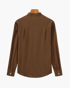 Men's Mandarin Collar Shirt in Textured Cotton with Chest Pocket