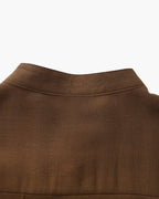 Men's Mandarin Collar Shirt in Textured Cotton with Chest Pocket