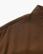 Men's Mandarin Collar Shirt in Textured Cotton with Chest Pocket