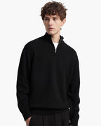 Men's Merino Wool Half-Zip Sweater with Ribbed Trims