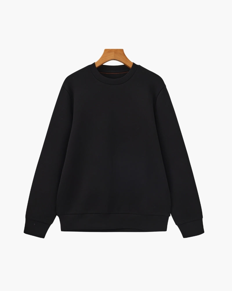 Men's Modal Blend Crew Neck Sweatshirt with Ribbed Trims - Black