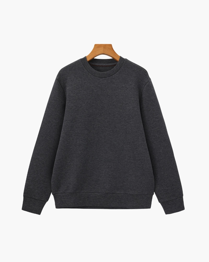 Men's Modal Blend Crew Neck Sweatshirt with Ribbed Trims - Gray