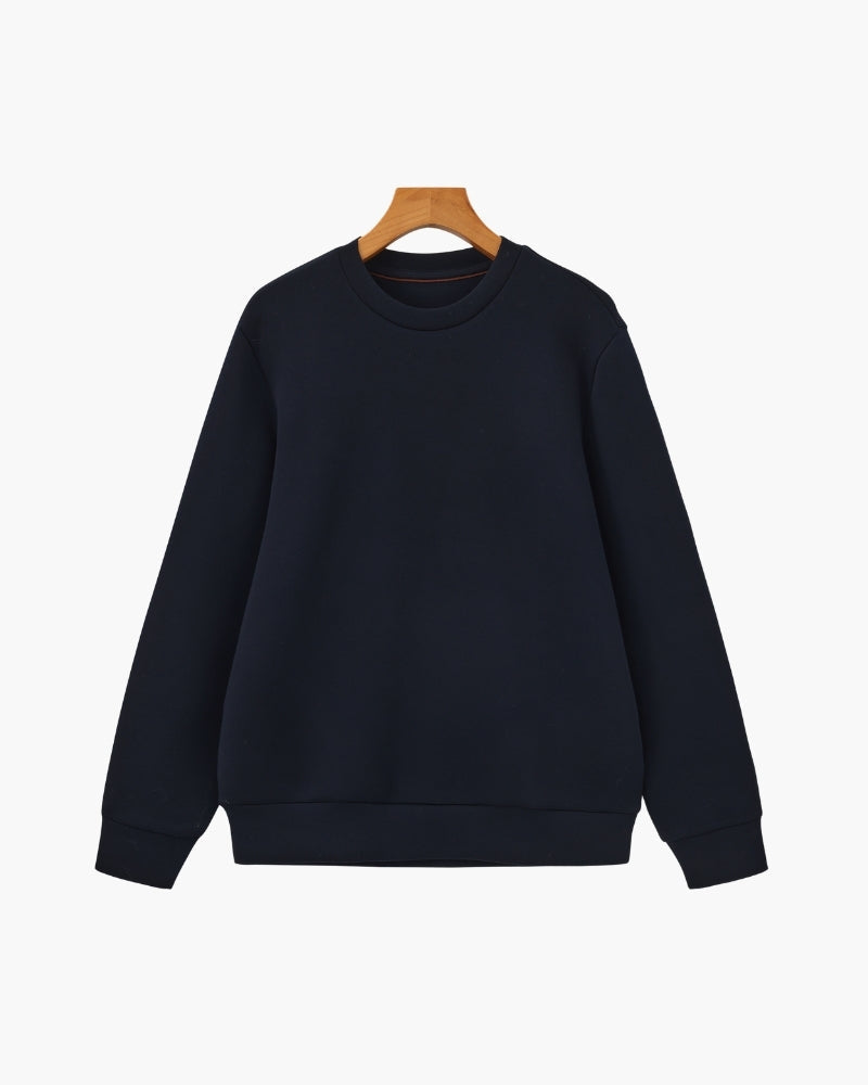 Men's Modal Blend Crew Neck Sweatshirt with Ribbed Trims - Blue
