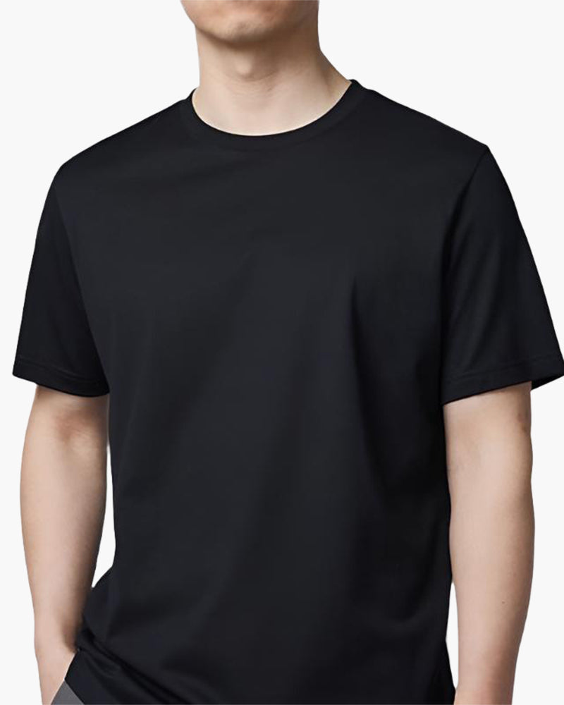 Men's Plain Crew Neck T-Shirt with Regular Fit - Black