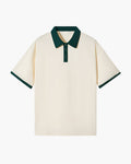 Men's Polo Shirt with Contrast Collar and Clean Placket - Green