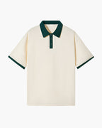 Men's Polo Shirt with Contrast Collar and Clean Placket - Green