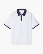 Men's Polo Shirt with Contrast Collar and Clean Placket - Navy