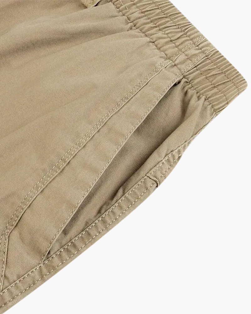Men's Relaxed Cotton Drawstring Trousers with Straight Leg