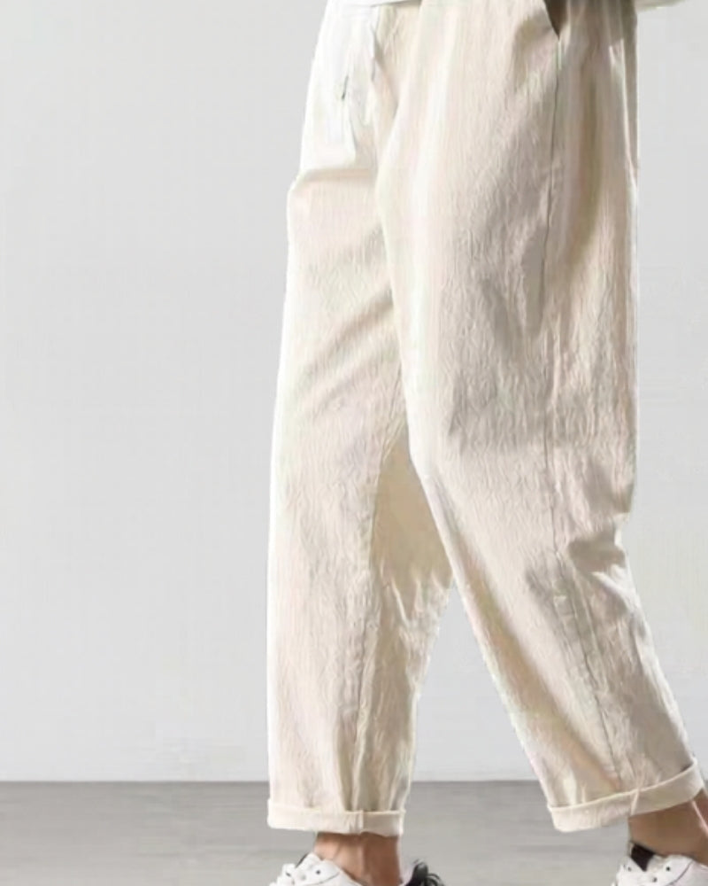 Men's Relaxed Lounge Trousers with Elastic Waist and Drawstring