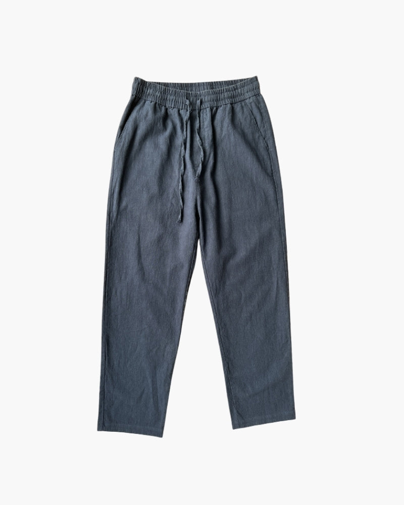 Men's Relaxed Lounge Trousers with Elastic Waist and Drawstring - Navy