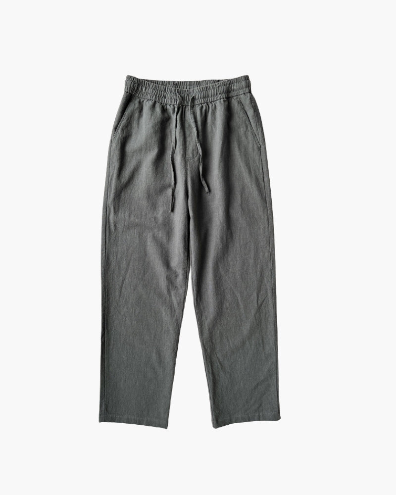 Men's Relaxed Lounge Trousers with Elastic Waist and Drawstring - Dark Gray