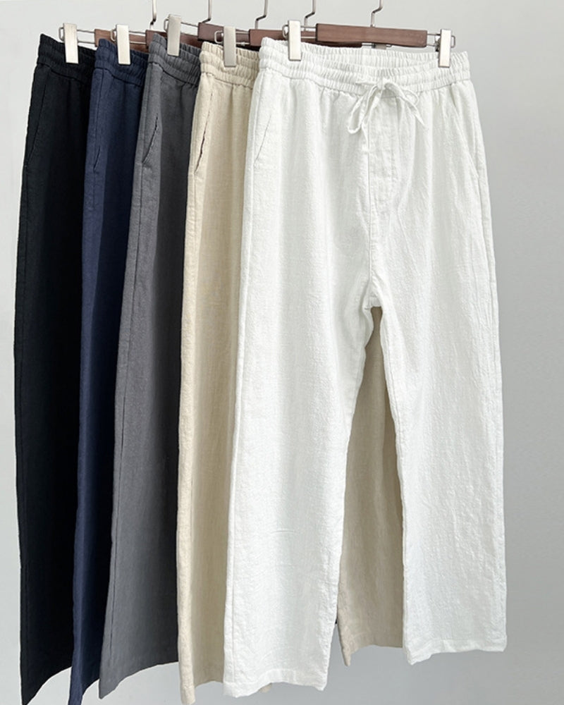 Men's Relaxed Lounge Trousers with Elastic Waist and Drawstring