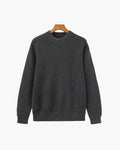 Men's Rib Knit Crew Neck Sweater in Wool Blend - Gray