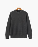 Men's Rib Knit Crew Neck Sweater in Wool Blend - Gray