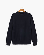 Men's Rib Knit Crew Neck Sweater in Wool Blend - Navy