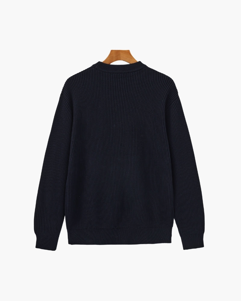 Men's Rib Knit Crew Neck Sweater in Wool Blend