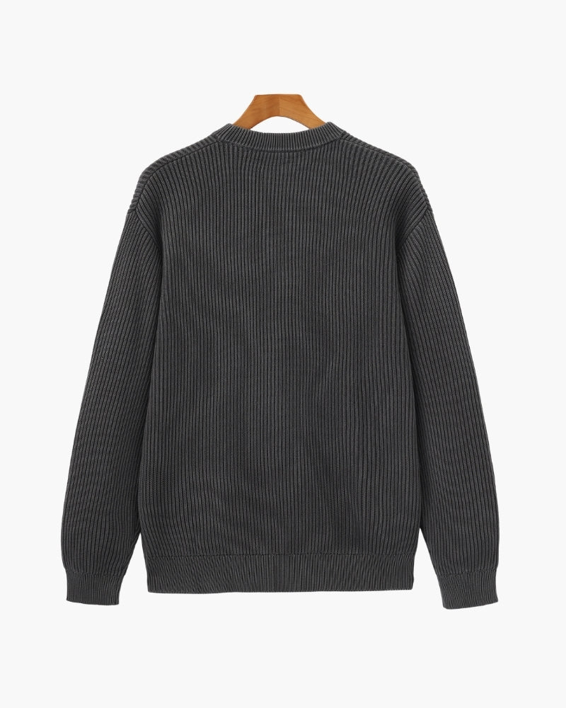 Men's Rib Knit Crew Neck Sweater in Wool Blend