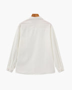 Men's Ribbed Long Sleeve Shirt with Spread Collar and Chest Pockets