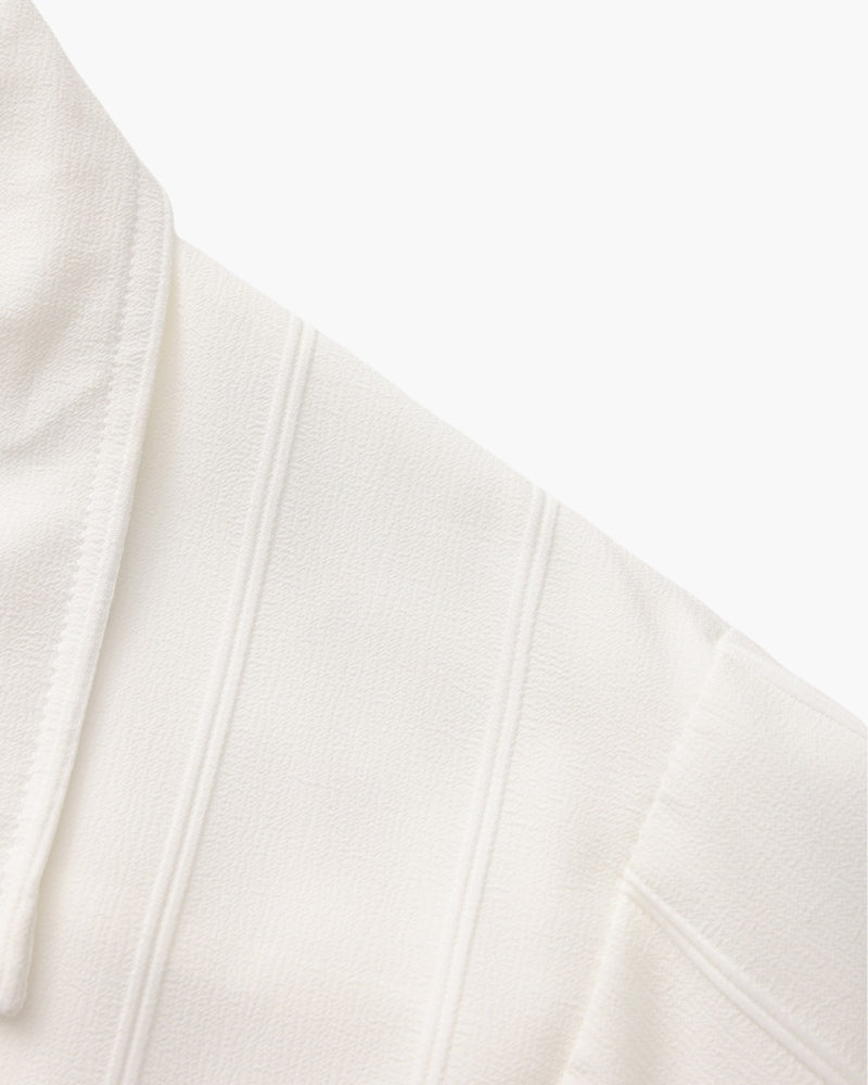 Men's Ribbed Long Sleeve Shirt with Spread Collar and Chest Pockets