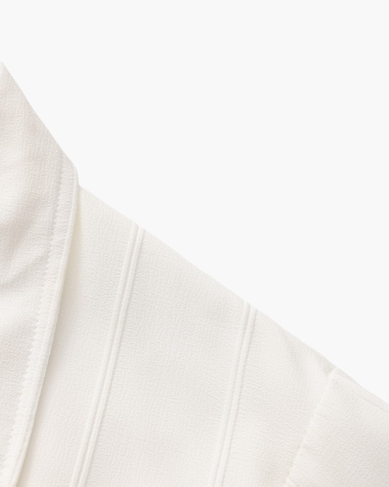 Men's Ribbed Long Sleeve Shirt with Spread Collar and Chest Pockets
