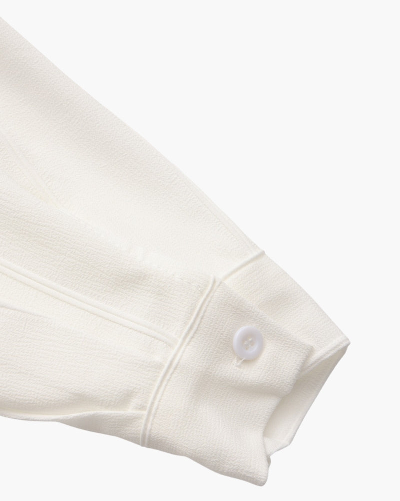 Men's Ribbed Long Sleeve Shirt with Spread Collar and Chest Pockets