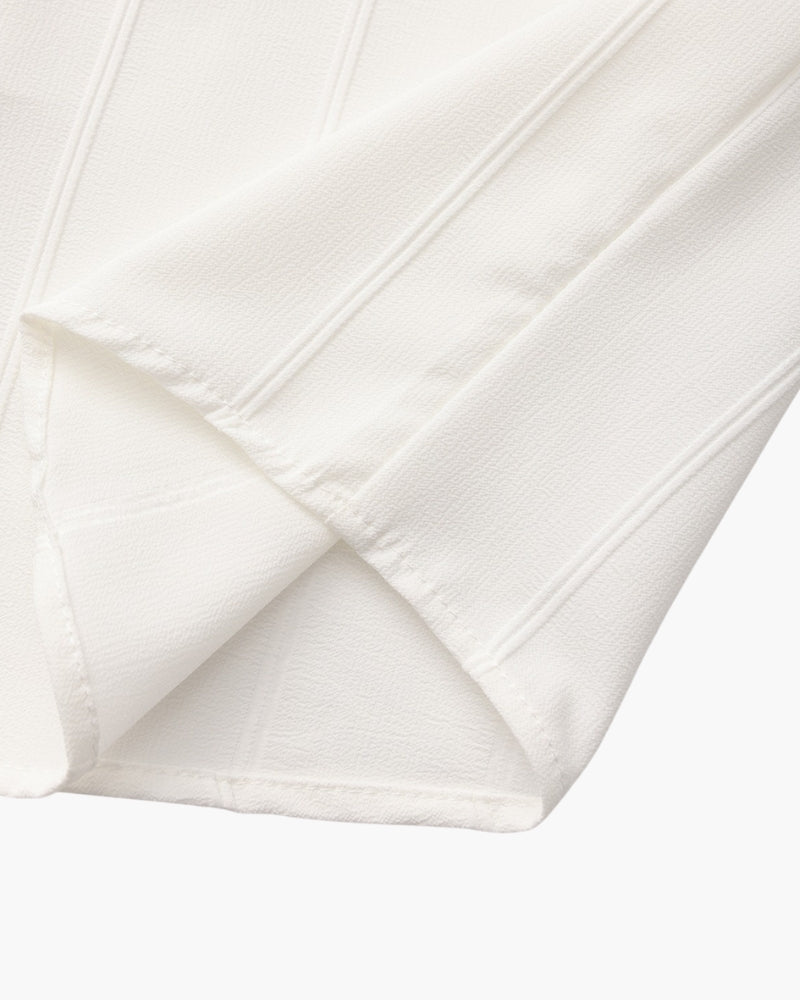 Men's Ribbed Long Sleeve Shirt with Spread Collar and Chest Pockets