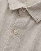 Men's Short Sleeve Linen Shirt with Camp Collar and Chest Pocket