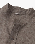 Men's Short Sleeve Mandarin Collar Shirt with Relaxed Silhouette