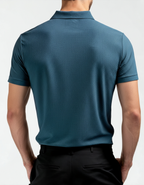 Men's Silk-Look Polo with Mesh Panels and Wrinkle-Resistant Finish