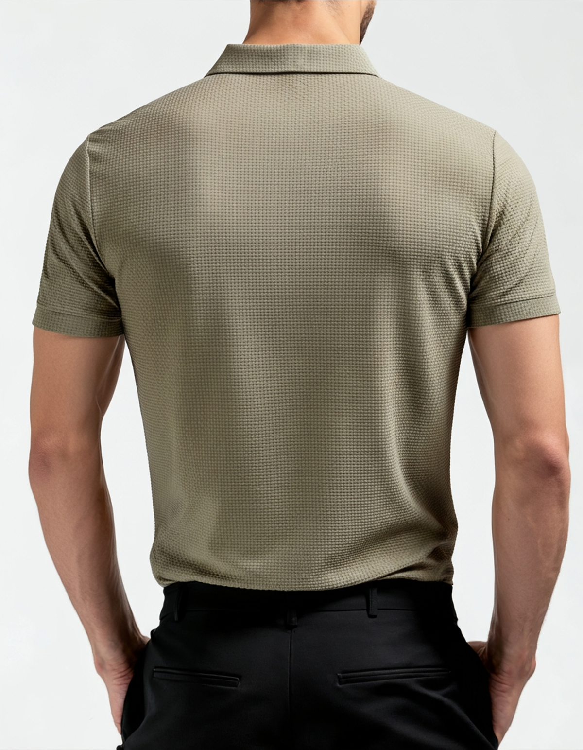 Men's Silk-Look Polo with Mesh Panels and Wrinkle-Resistant Finish