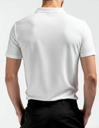 Men's Silk-Look Polo with Mesh Panels and Wrinkle-Resistant Finish