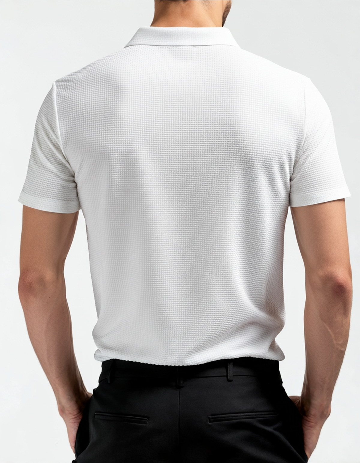 Men's Silk-Look Polo with Mesh Panels and Wrinkle-Resistant Finish